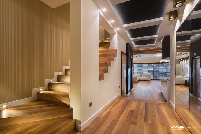 Super luxurious three-story triplex apartment with a jacuzzi and sauna