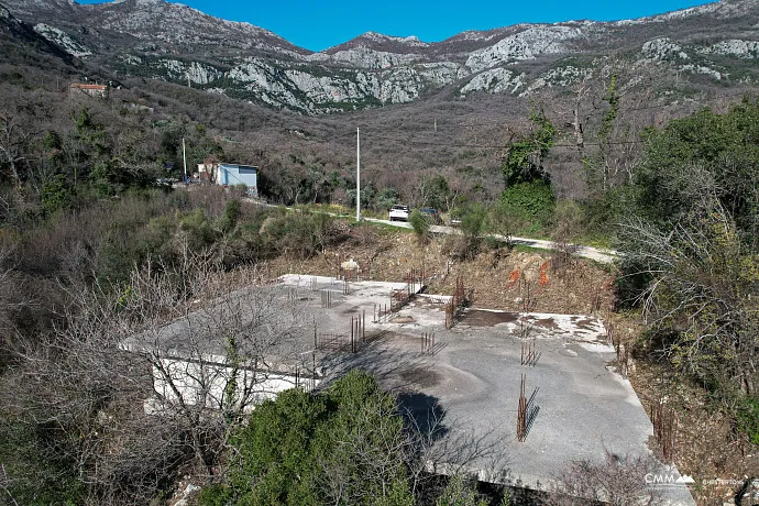Investment Plot with Approved Project and Foundation in Petrovac with Sea View