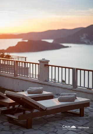 A complex of modern villas with a beautiful view