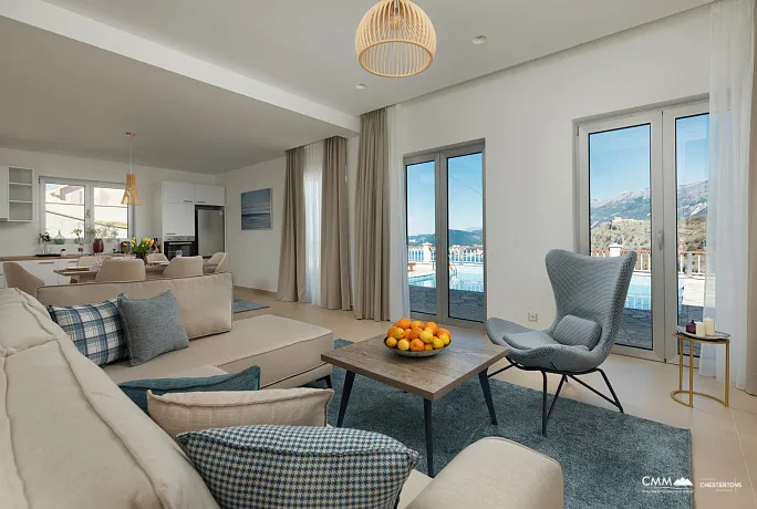 A complex of modern villas with a beautiful view