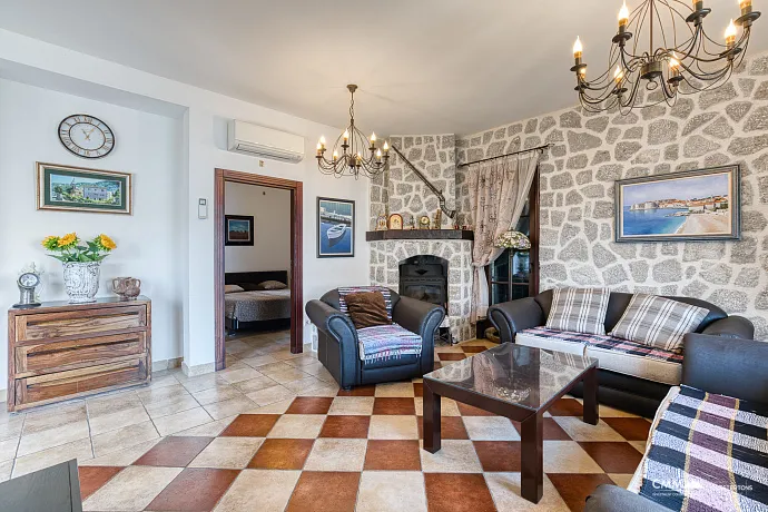Magnificent villa with a fireplace on the first line with views of the Bay of Kotor