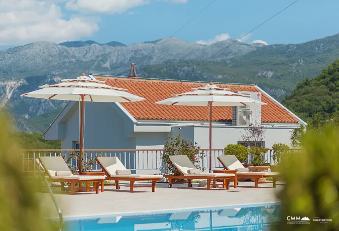 A complex of modern villas with a beautiful view