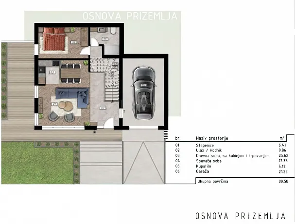 A complex of houses under construction with a swimming pool and a panoramic seaview