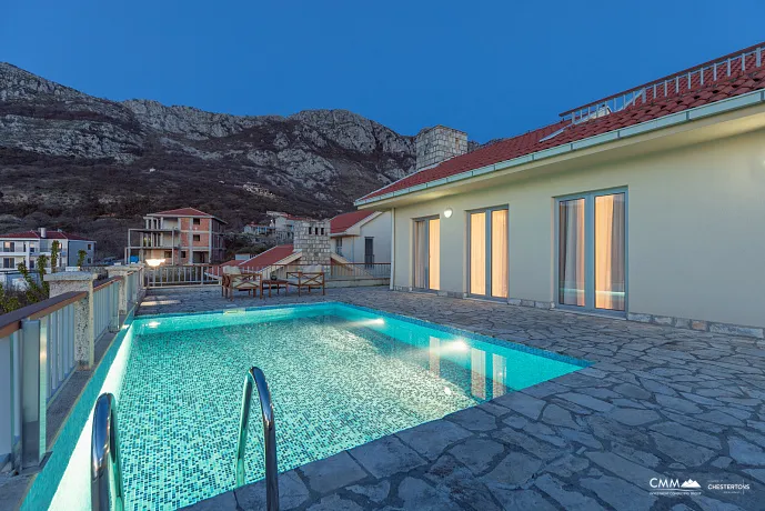 A complex of modern villas with a beautiful view