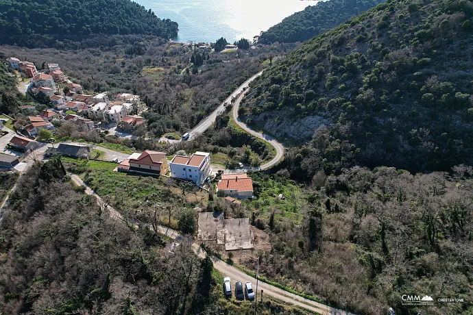Investment Plot with Approved Project and Foundation in Petrovac with Sea View