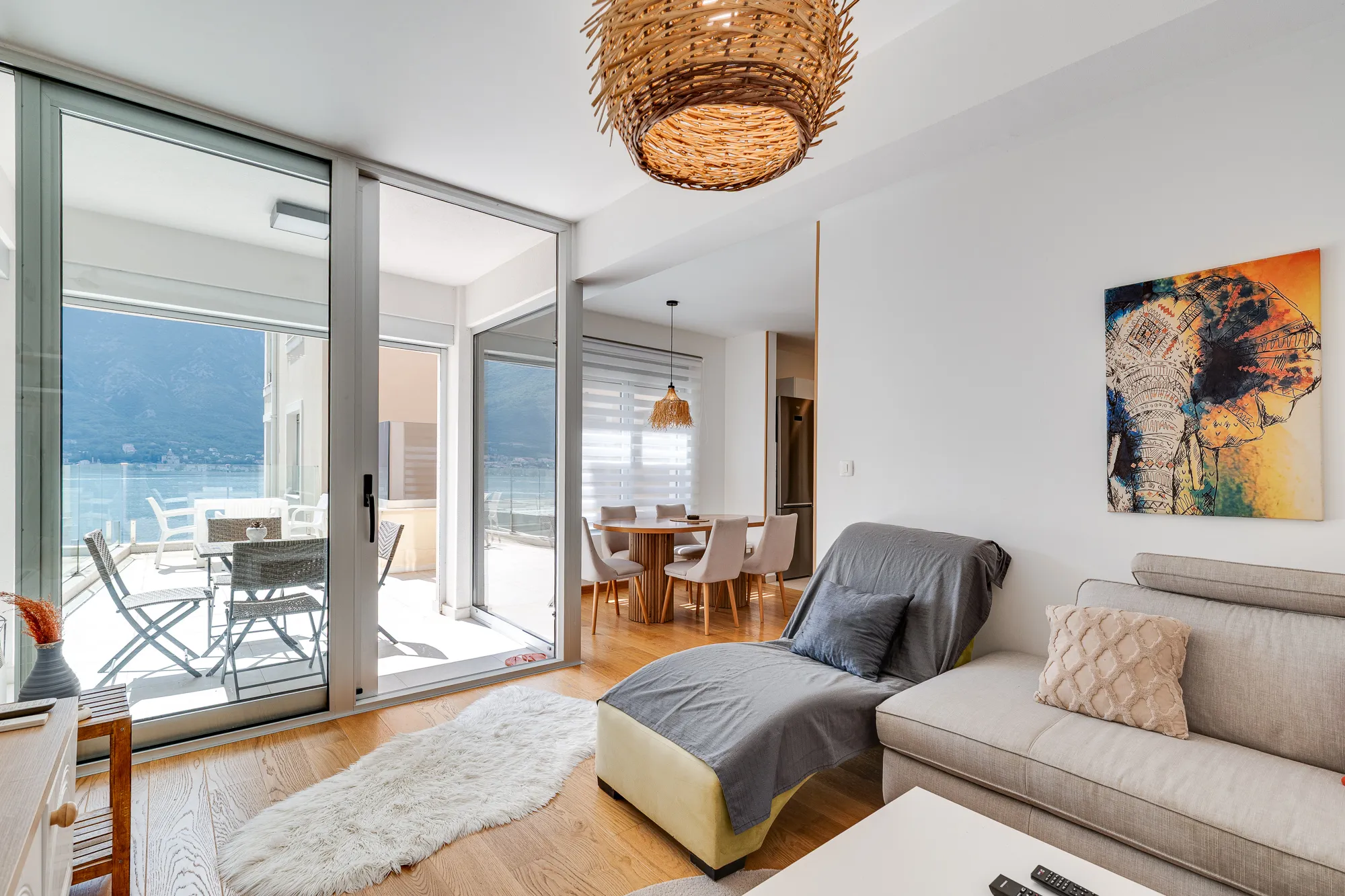 Attractive 86 m² Apartment in Dobrota – Large Terrace, Sea View, Garage & Storage